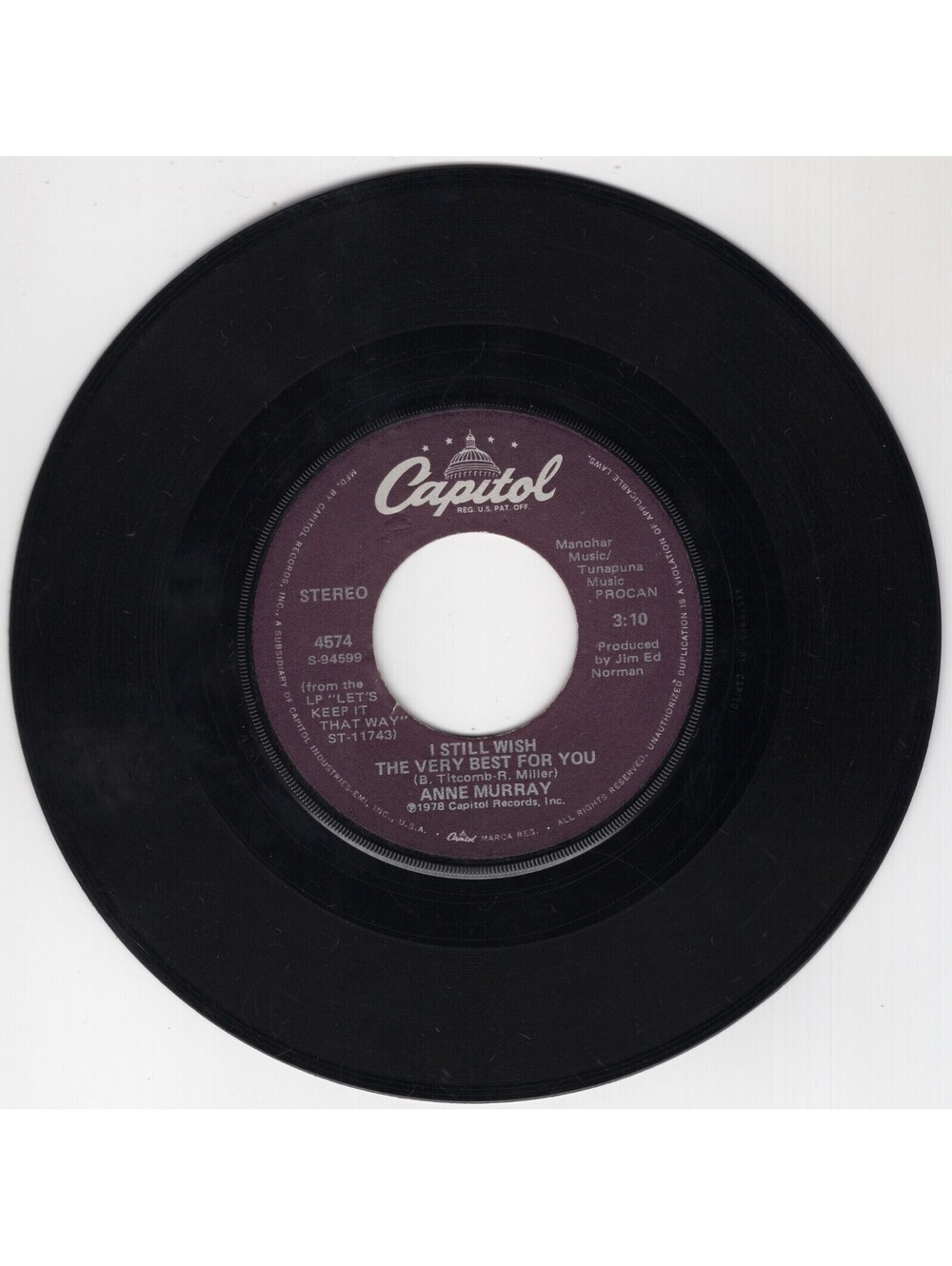Anne Murray - You Needed Me; I Still Wish The Very Best For You - Vinyl 45 RPM